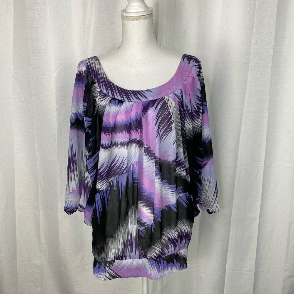 Ashley Stewart Multicolored Cold Shoulder Top
